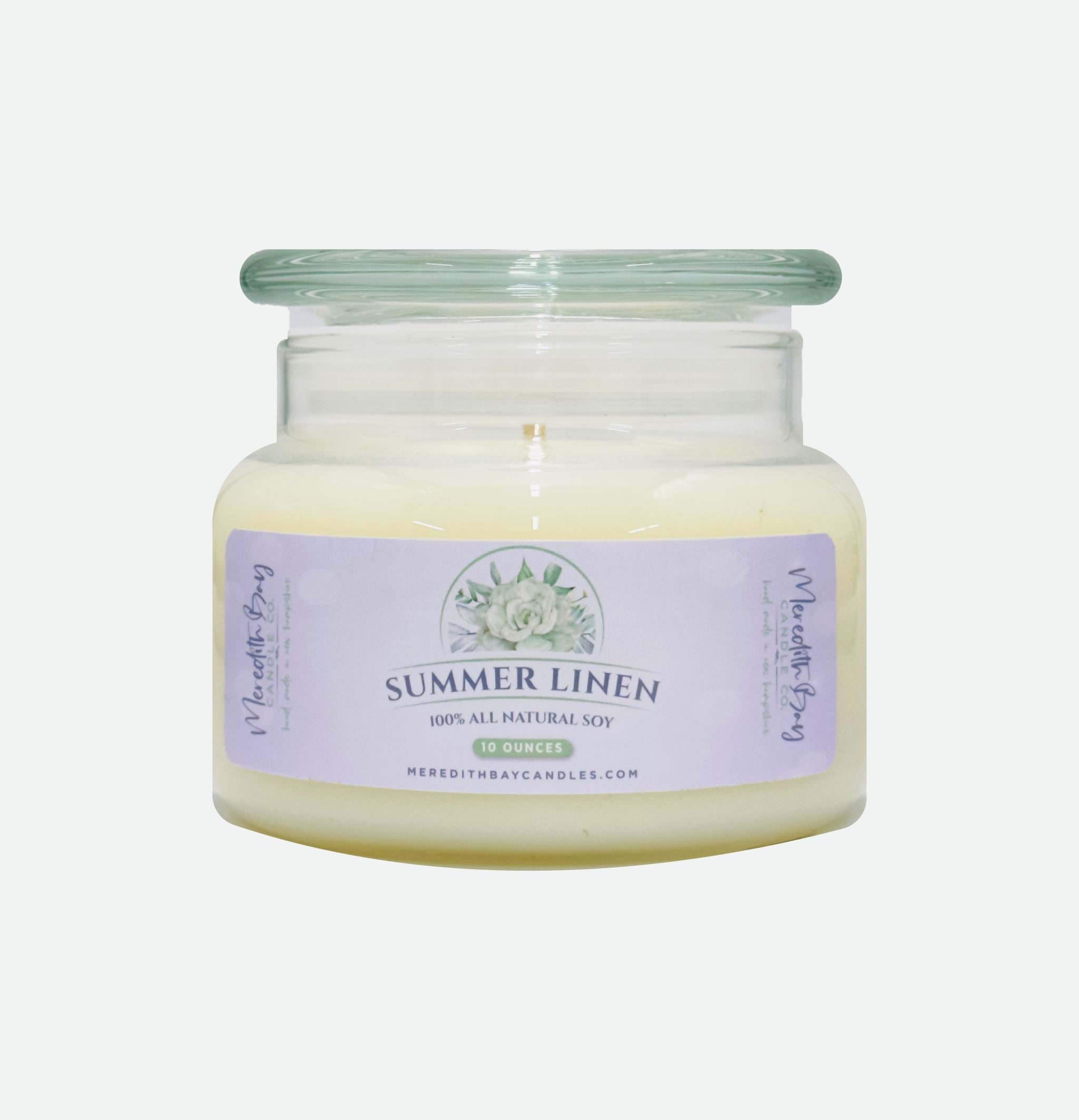 Summer Linen Soy Candle Meredith Bay Candle Co 10 Oz 