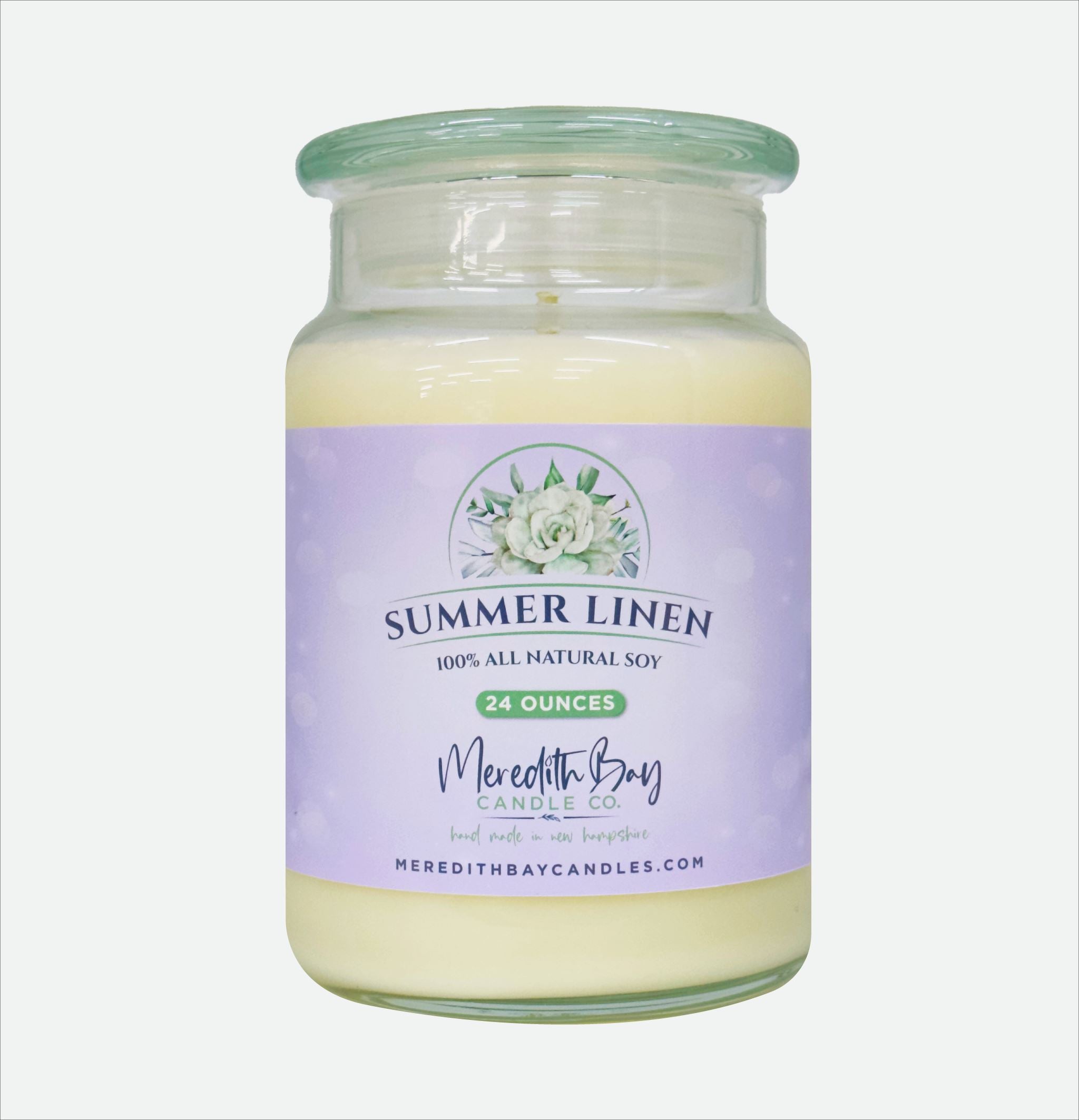 Summer Linen Soy Candle Meredith Bay Candle Co 24 Oz 