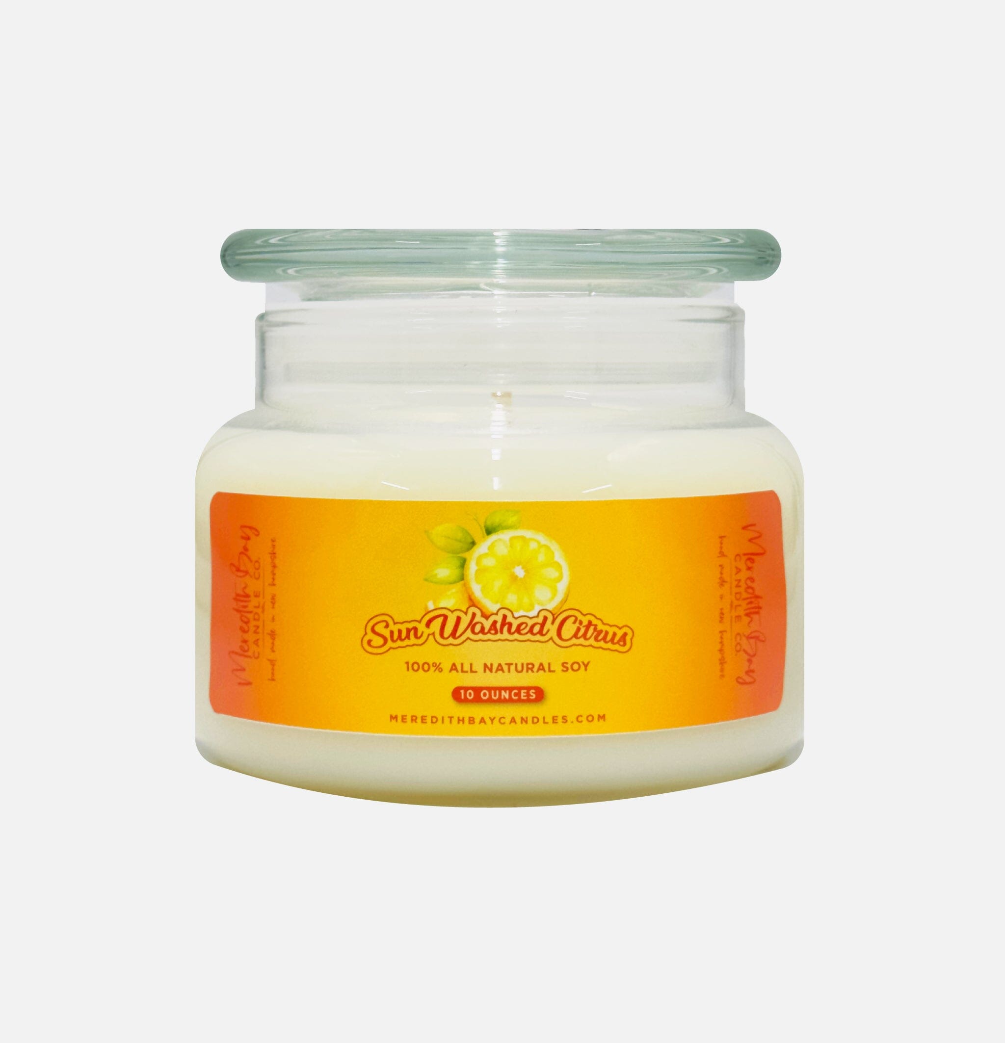 Sun Washed Citrus Soy Candle Meredith Bay Candle Co 10 Oz 