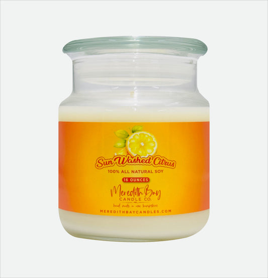 Sun Washed Citrus Soy Candle Meredith Bay Candle Co 16 Oz 