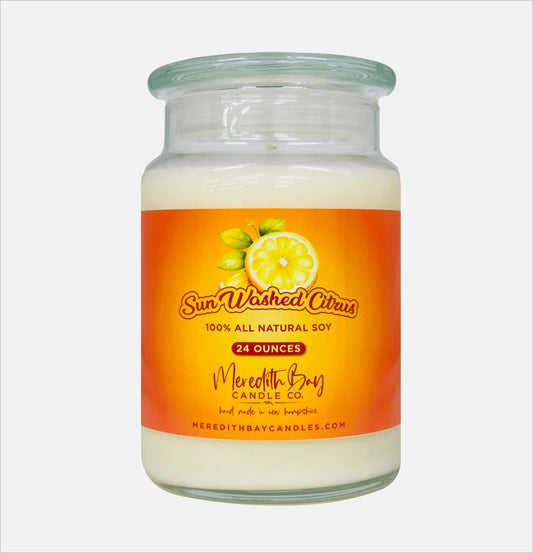 Sun Washed Citrus Soy Candle Meredith Bay Candle Co 24 Oz 