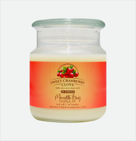 Sweet Cranberry Clove Soy Candle Meredith Bay Candle Co 16 Oz 