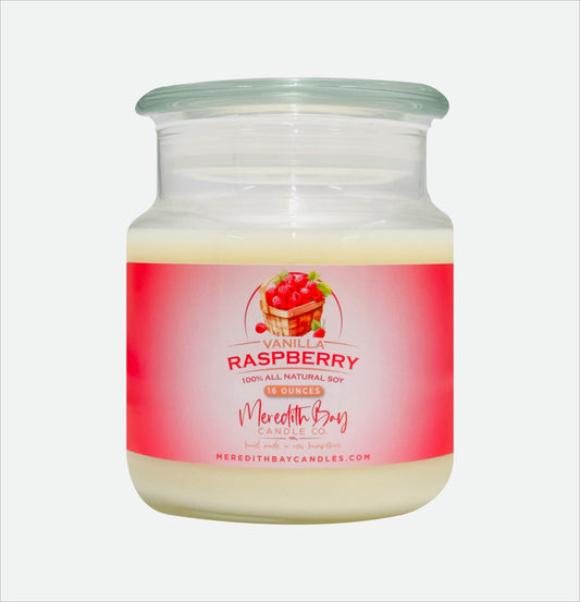 Vanilla Raspberry Soy Candle Meredith Bay Candle Co 16 Oz 