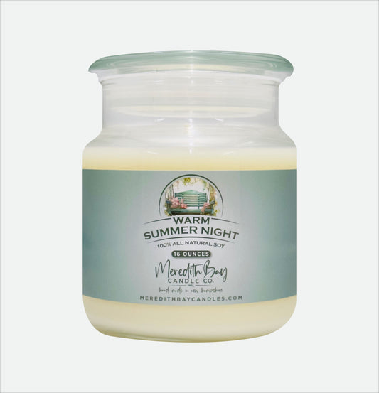 Warm Summer Night Soy Candle Meredith Bay Candle Co 16 Oz 