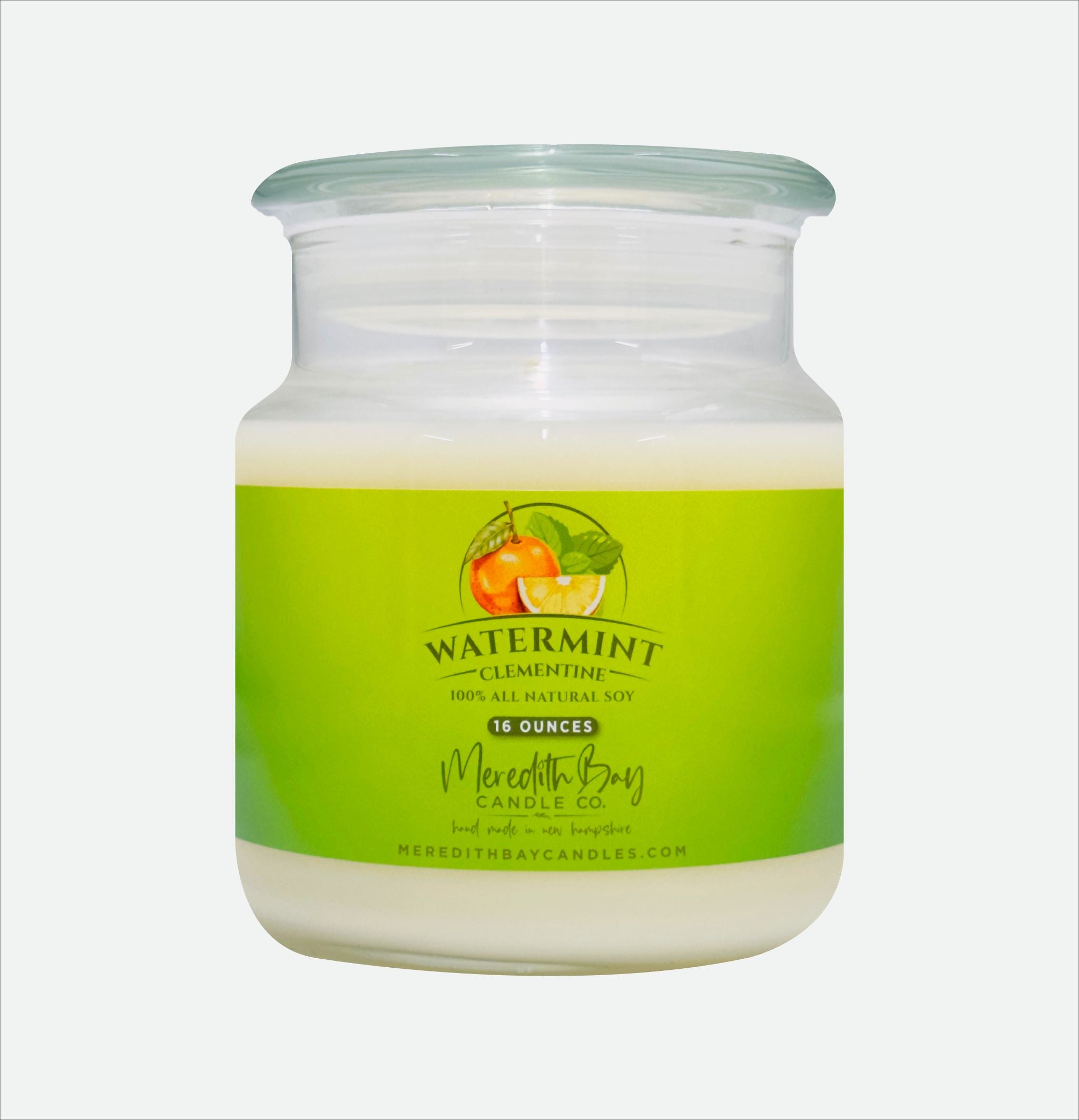 Watermint Clementine Soy Candle Meredith Bay Candle Co 16 Oz 