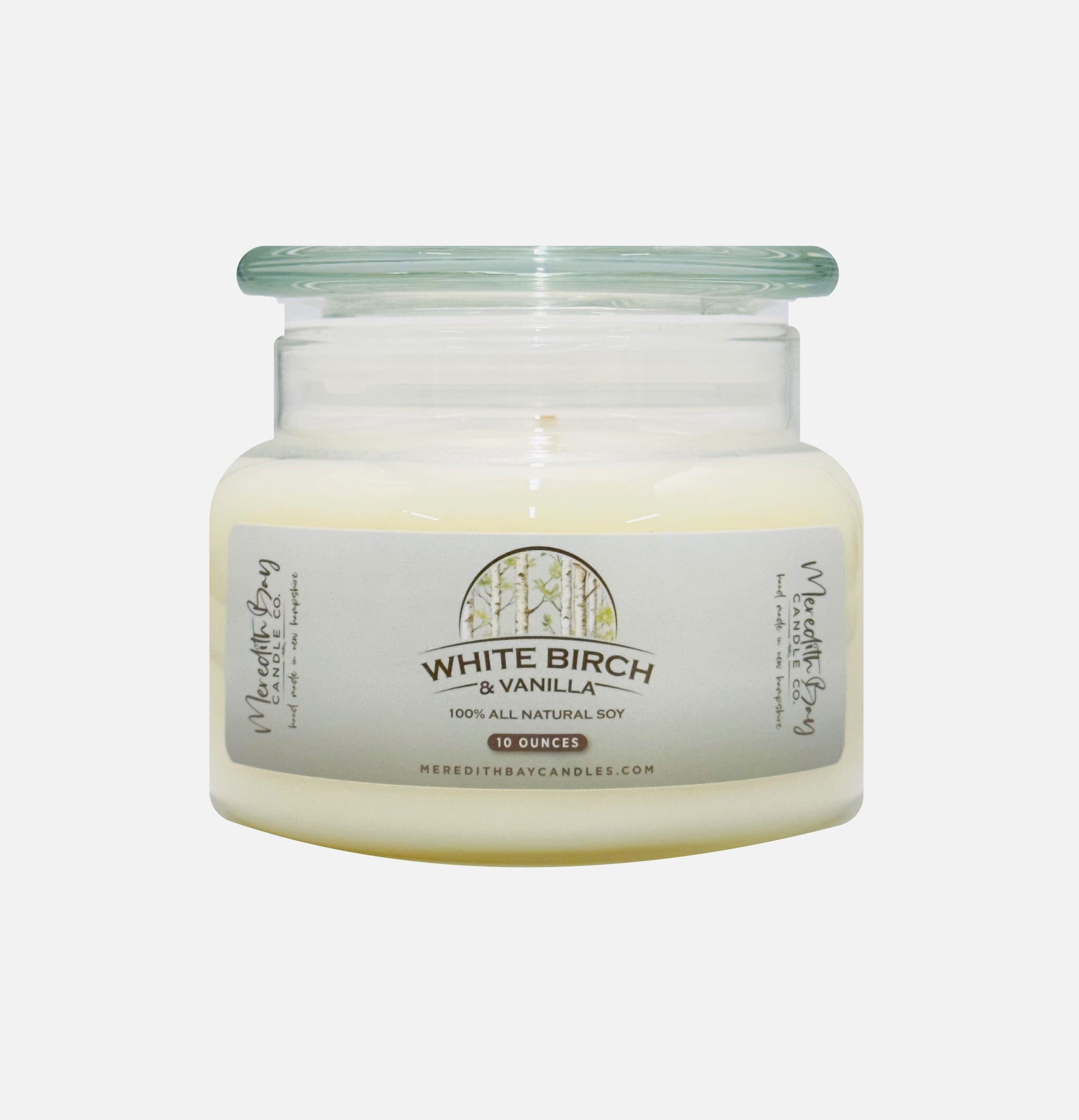 White Birch & Vanilla Soy Candle Meredith Bay Candle Co 10 Oz 