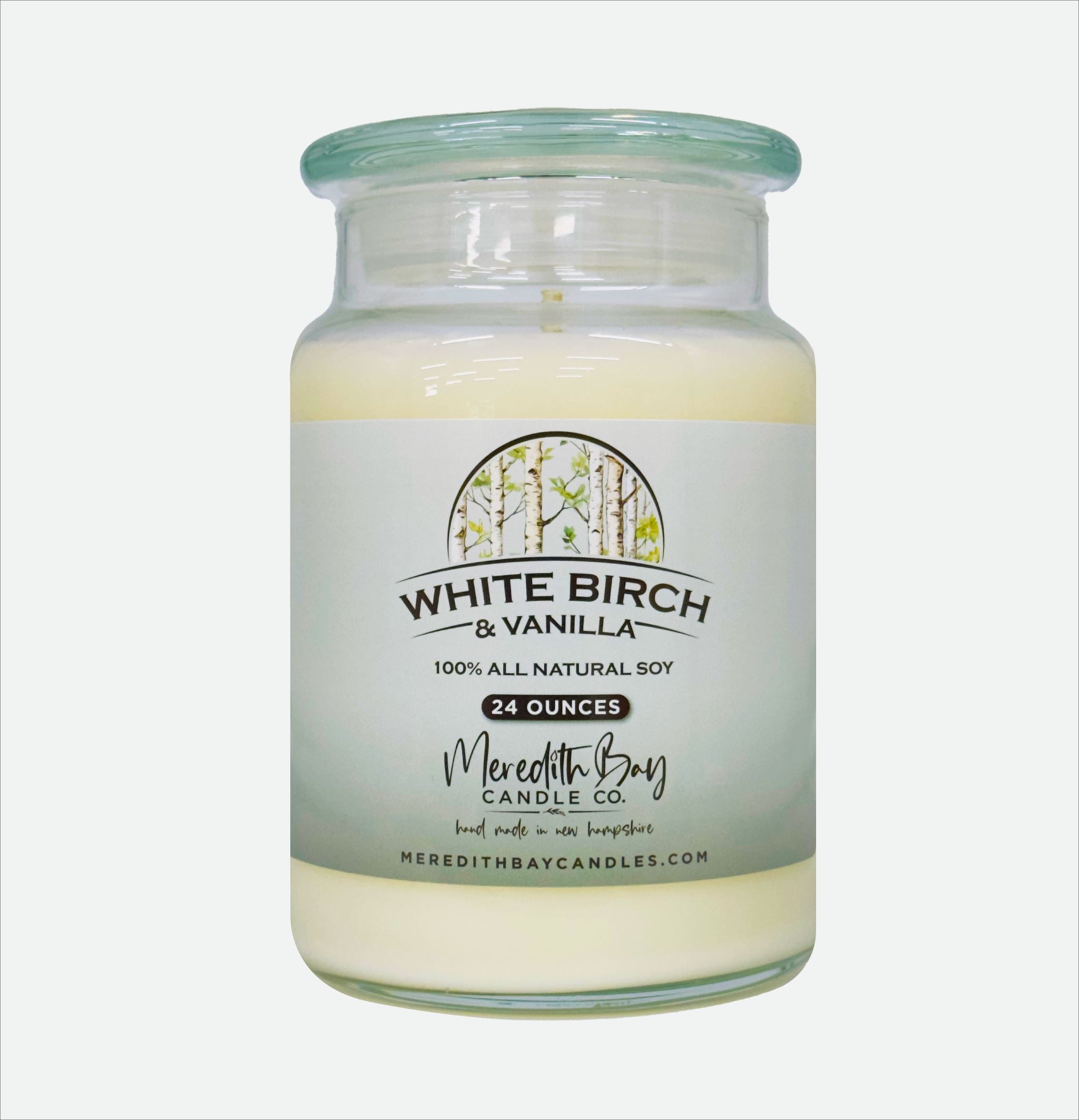 White Birch & Vanilla Soy Candle Meredith Bay Candle Co 24 Oz 