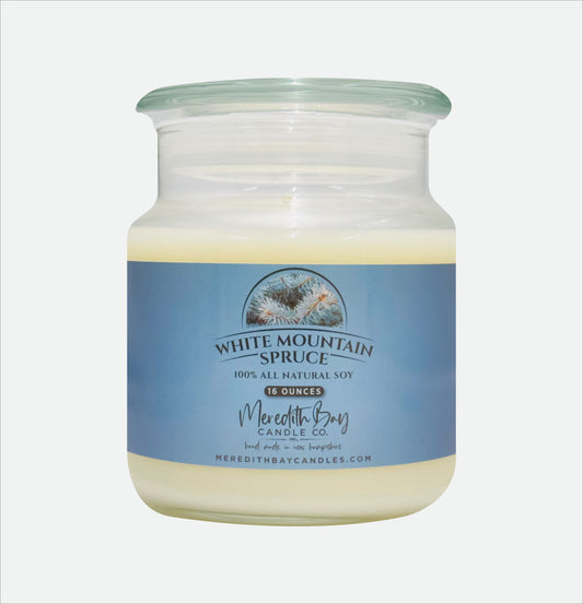 White Mountain Spruce Soy Candle Meredith Bay Candle Co 16 Oz 