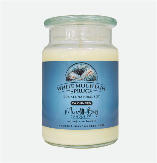 White Mountain Spruce Soy Candle Meredith Bay Candle Co 24 OZ 